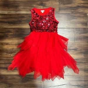 Cat & Jack Tank Top Girl Sequins/ Mesh Red Dress